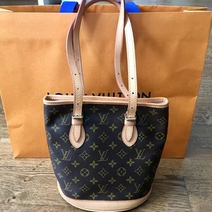 Authentic Louis Vuitton Petit Bucket MNG Handbag